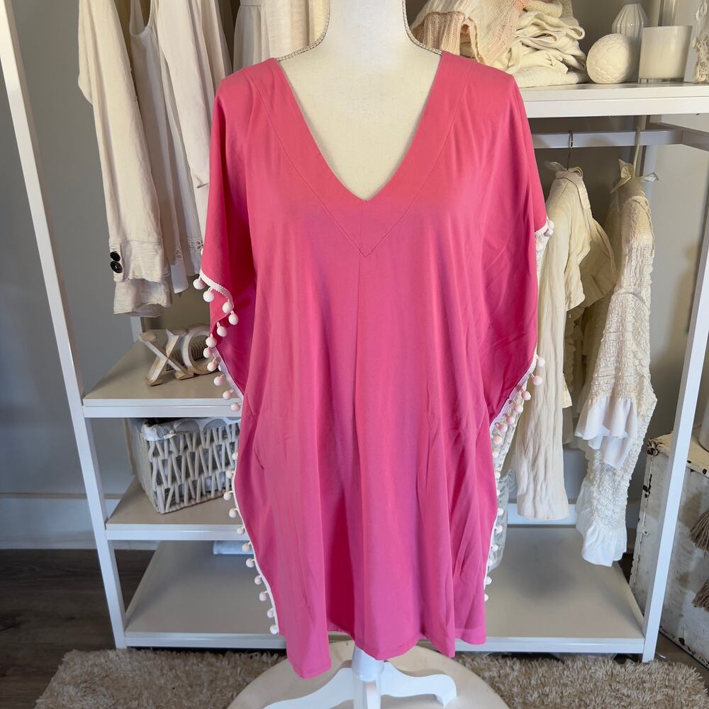 Marley Lilly women's size S/M pink tunic top, beach cover up, coastal #2956